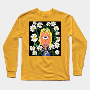 watercolor flowers one eyed woman Long Sleeve T-Shirt